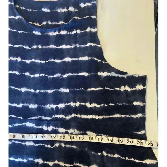 Athleta Santorini Thera Print Dress‎ Tie Dye Blue Stripe Navy Blue Plus Size 2X - Picture 9 of 9